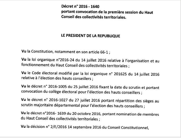 HCCT : La première session est convoquée ce lundi 31 octobre à 10 heures au CICAD à Diamniadio (DOCUMENT)