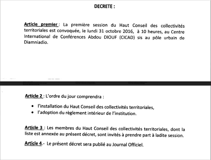 HCCT : La première session est convoquée ce lundi 31 octobre à 10 heures au CICAD à Diamniadio (DOCUMENT)