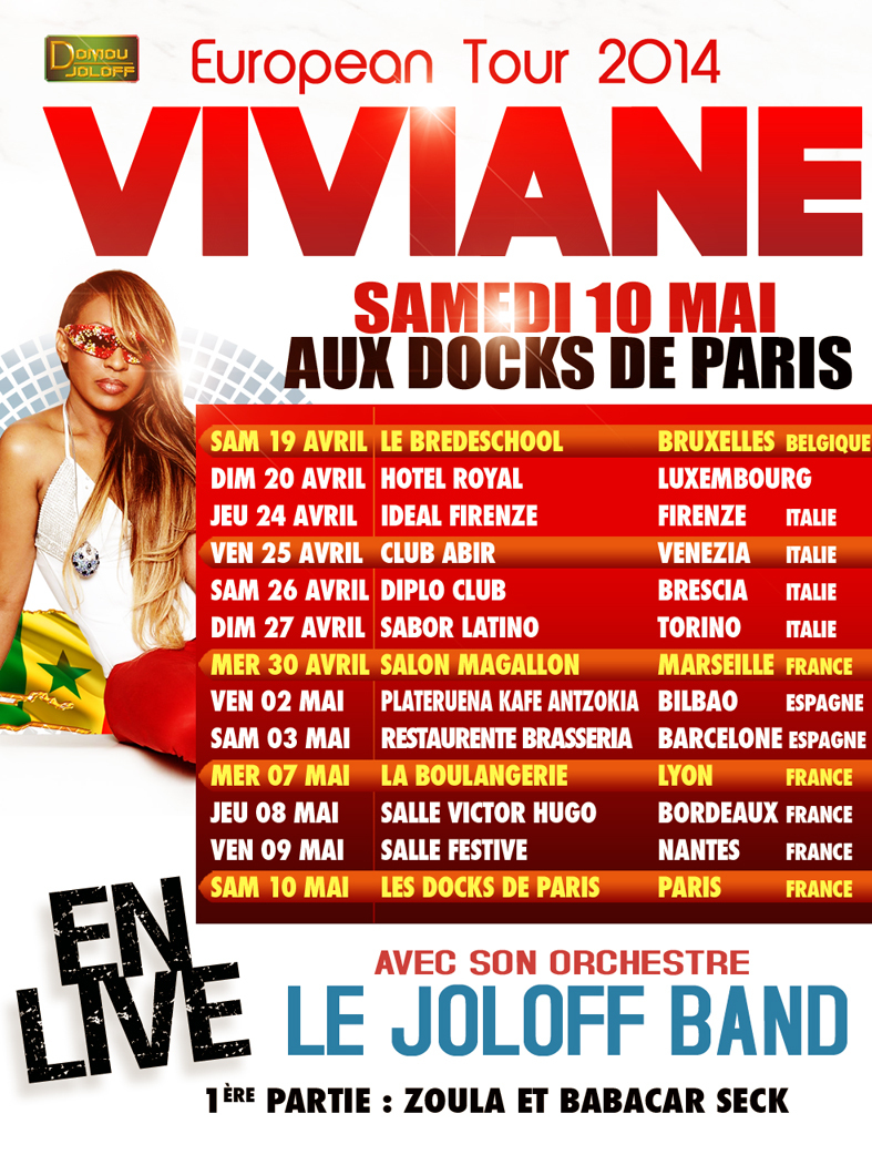 VIVIANE et le Joloff Band en tournée europeenne du 19 Avril au 10