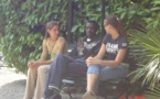 Johnson M'bengue dans les jardins du parc du Lac Como en Italie