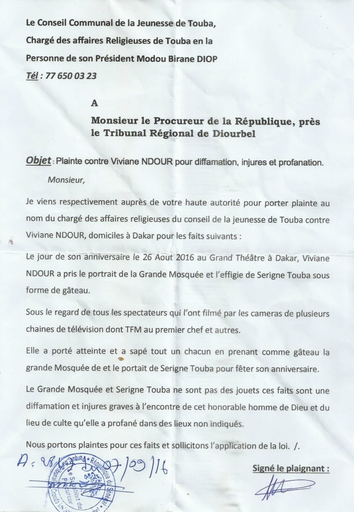 (TOUBA) CADEAU ANNIVERSAIRE POLÉMIQUE – Une plainte contre Viviane malgré ses excuses et précisions (TOUBA) CADEAU ANNIVERSAIRE POLÉMIQUE – Une plainte contre Viviane malgré ses excuses et précisions