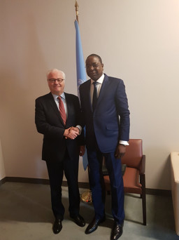 Mankeur Ndiaye avec l'ambassadeur russe aux Nations Unies Vitaly décédé lundi à New York
