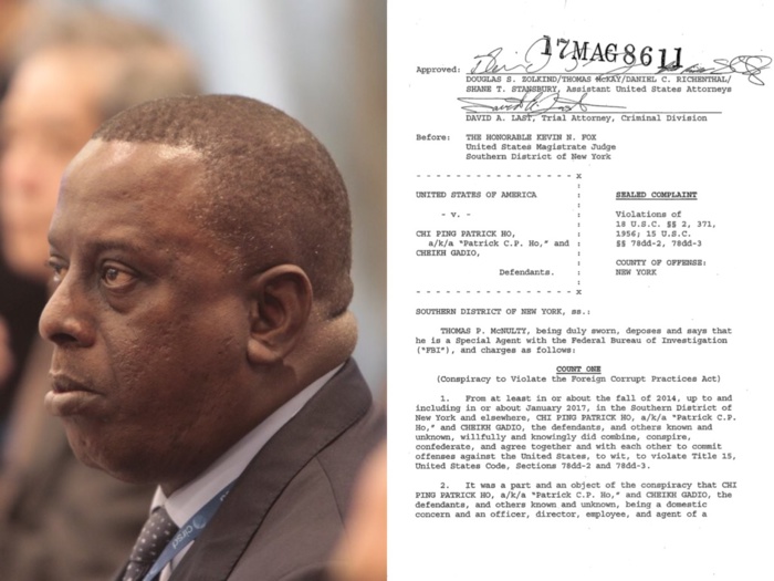 GADIO ARRÊTÉ AUX ETATS-UNIS - Le Sénégalais empêtré dans une affaire de corruption d'officiels Africains de haut rang, de blanchiment d'argent international... Son fils dans le coup. (DOCUMENT)