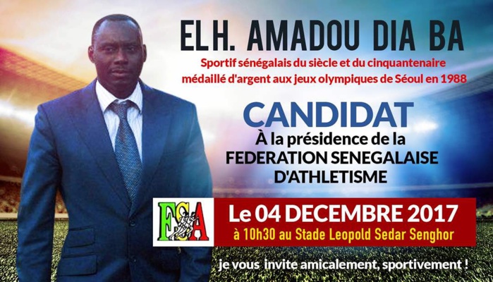 Fédération d'athlétisme : Amadou Dia Ba candidat! Fédération d'athlétisme : Amadou Dia Ba candidat!