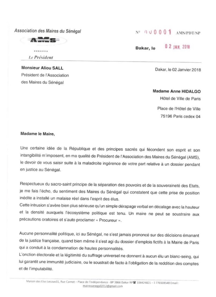 Aliou Sall répond à Anne Hidalgo : L’Ums contre toute ingérence dans les affaires intérieures du Sénégal Aliou Sall répond à Anne Hidalgo : L’Ums contre toute ingérence dans les affaires intérieures du Sénégal