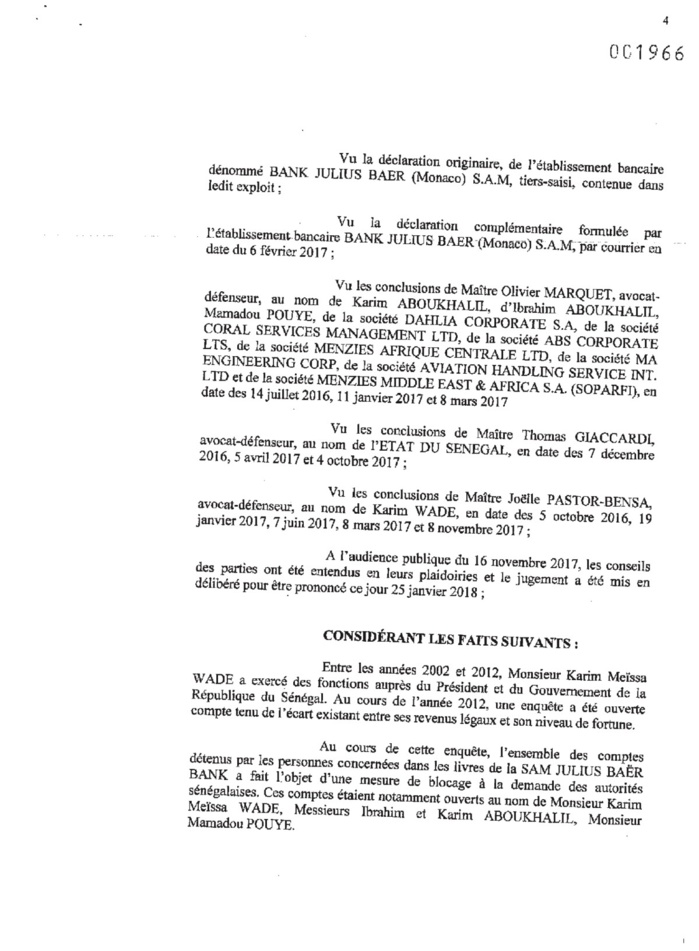 Comptes de Monaco : Karim Wade et Cie déboutés (DOCUMENTS) Comptes de Monaco : Karim Wade et Cie déboutés (DOCUMENTS)
