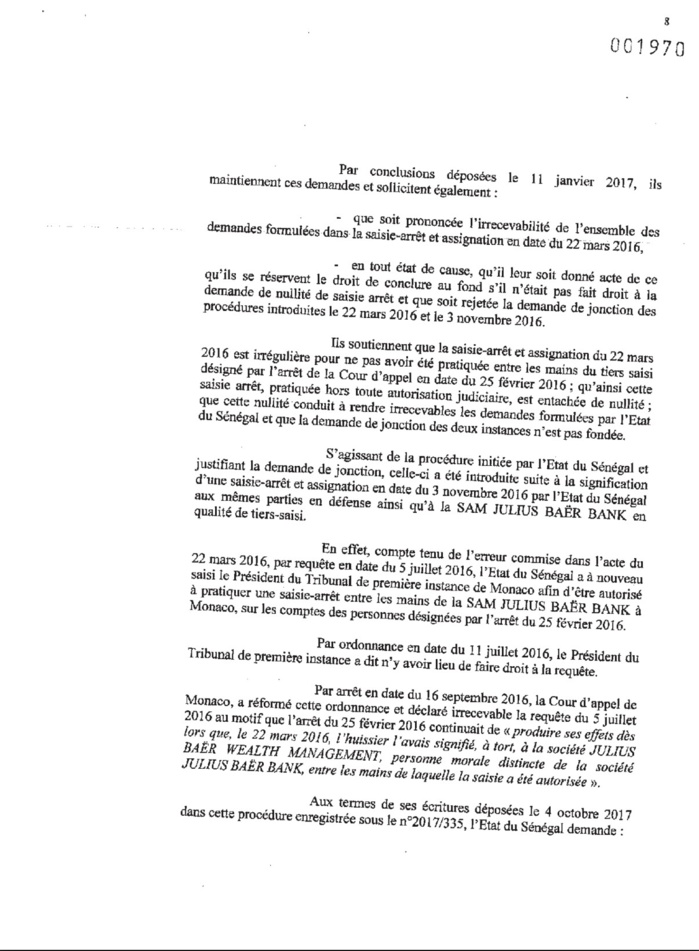 Comptes de Monaco : Karim Wade et Cie déboutés (DOCUMENTS) Comptes de Monaco : Karim Wade et Cie déboutés (DOCUMENTS)
