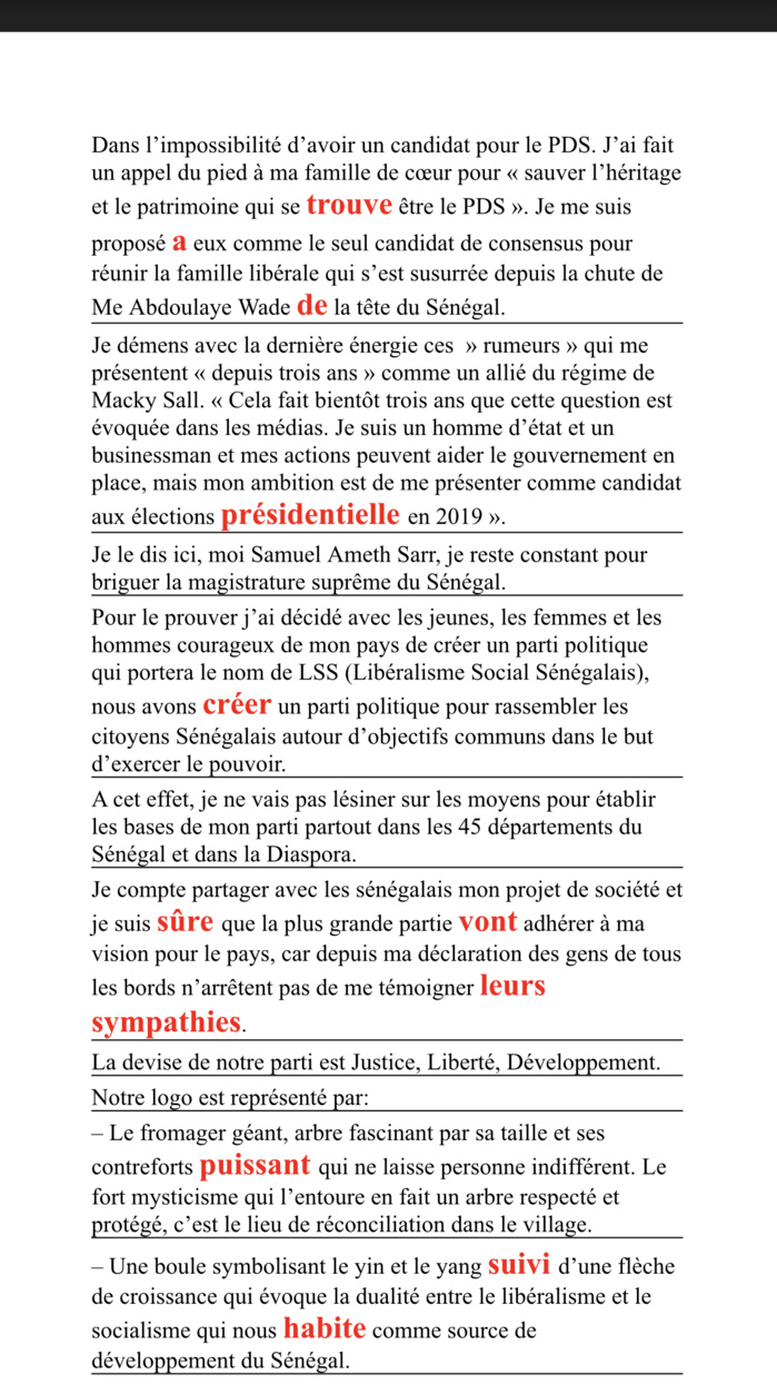 Samuel Sarr et ses quatorze fautes de français : La coupe est pleine pour un candidat à la présidentielle ! Samuel Sarr et ses quatorze fautes de français : La coupe est pleine pour un candidat à la présidentielle !