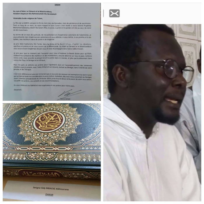 La lettre de Karim Wade à Serigne Sidy Mbacké Alkhourane : Des prières sollicitées pour l’accomplissement des immenses chantiers à réaliser La lettre de Karim Wade à Serigne Sidy Mbacké Alkhourane : Des prières sollicitées pour l’accomplissement des immenses chantiers à réaliser