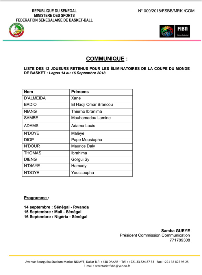 « Adidas » a publié sa liste des 12 pour les éliminatoires du Mondial de basket « Adidas » a publié sa liste des 12 pour les éliminatoires du Mondial de basket