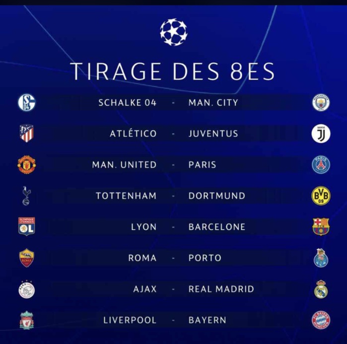 Voici les 8èmes de finale de la Ligue des champions 2018 ...