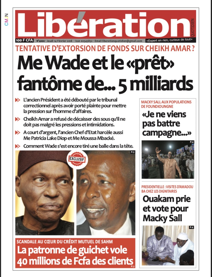 Prêt de 5 milliards à Cheikh Amar : Wade donne raison à Dakaractu, 5 ans après / Un « conseiller financier » de Gorgui démasqué Prêt de 5 milliards à Cheikh Amar : Wade donne raison à Dakaractu, 5 ans après / Un « conseiller financier » de Gorgui démasqué