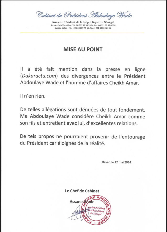 Prêt de 5 milliards à Cheikh Amar : Wade donne raison à Dakaractu, 5 ans après / Un « conseiller financier » de Gorgui démasqué Prêt de 5 milliards à Cheikh Amar : Wade donne raison à Dakaractu, 5 ans après / Un « conseiller financier » de Gorgui démasqué