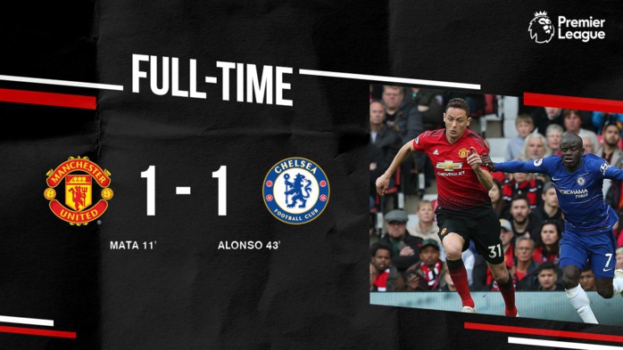 Football / Premier League : Manchester United et Chelsea se quittent sur un nul (1-1), à Old Trafford