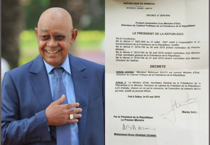 Présidence : Mahmout Saleh nommé ministre d’Etat, directeur de cabinet politique de Macky Sall Présidence : Mahmout Saleh nommé ministre d’Etat, directeur de cabinet politique de Macky Sall