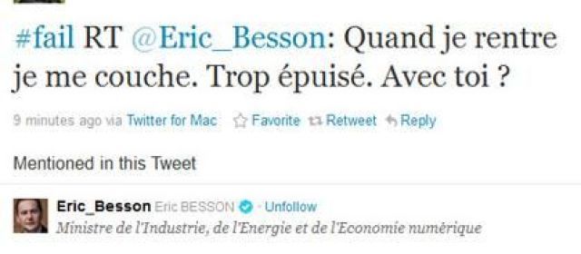 Eric Besson envoie par erreur un message privé sur Twitter