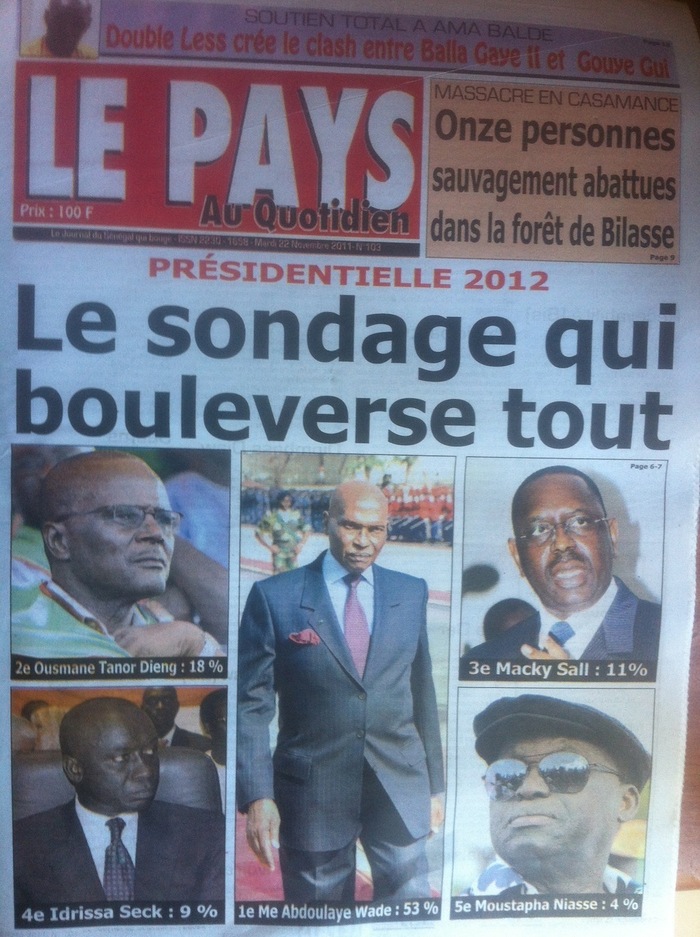 Revue de presse - Le Pays - Présidentielle 2012: Le sondage qui bouleverse tout