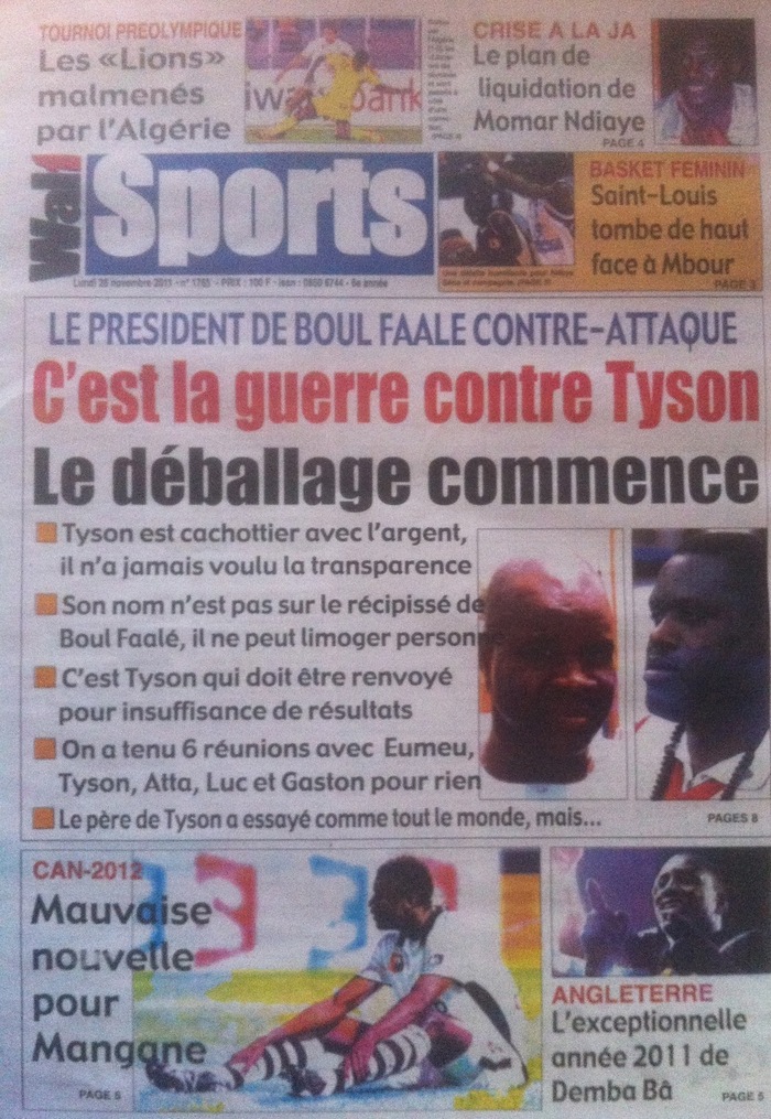 Revue de presse - Walf Sports : "C'est Tyson qui doit être renvoyé pour insuffisance de résultats." 