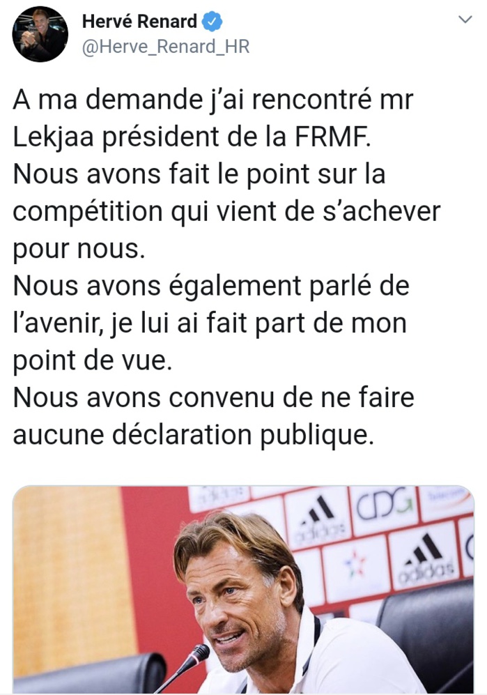 Démission annoncée d’Hervé Renard, la fédération Marocaine dément l’information Démission annoncée d’Hervé Renard, la fédération Marocaine dément l’information