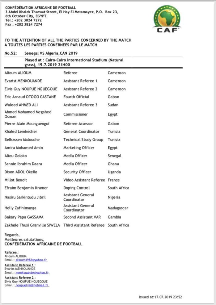 Finale CAN 2019 : La CAF change l’arbitre Victor Gomes au dernier moment, Alioum Alioum désigné à sa place Finale CAN 2019 : La CAF change l’arbitre Victor Gomes au dernier moment, Alioum Alioum désigné à sa place