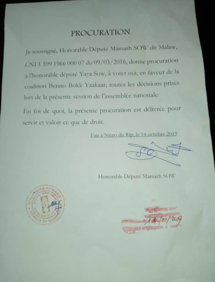 Bureau de l'assemblée/Sortie contre le Président de la République : l'HD Yaya Sow pris en flagrant délit de mensonge.(Document) Bureau de l'assemblée/Sortie contre le Président de la République : l'HD Yaya Sow pris en flagrant délit de mensonge.(Document)