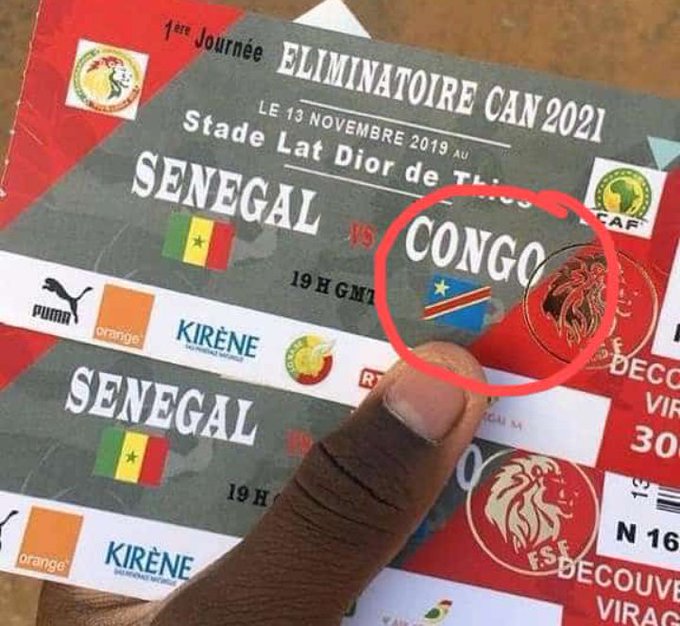 Eliminatoires CAN 2021 / Billetterie : La Fédération Sénégalaise de Football confond le drapeau du Congo Brazzaville à celui de la RD Congo.