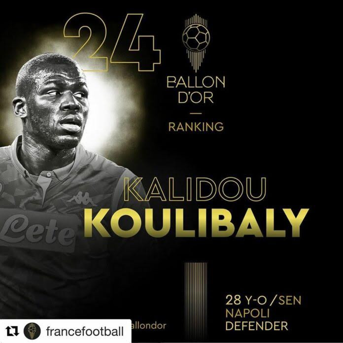 Ballon d’Or 2019 : Kalidou Koulibaly classé 24e