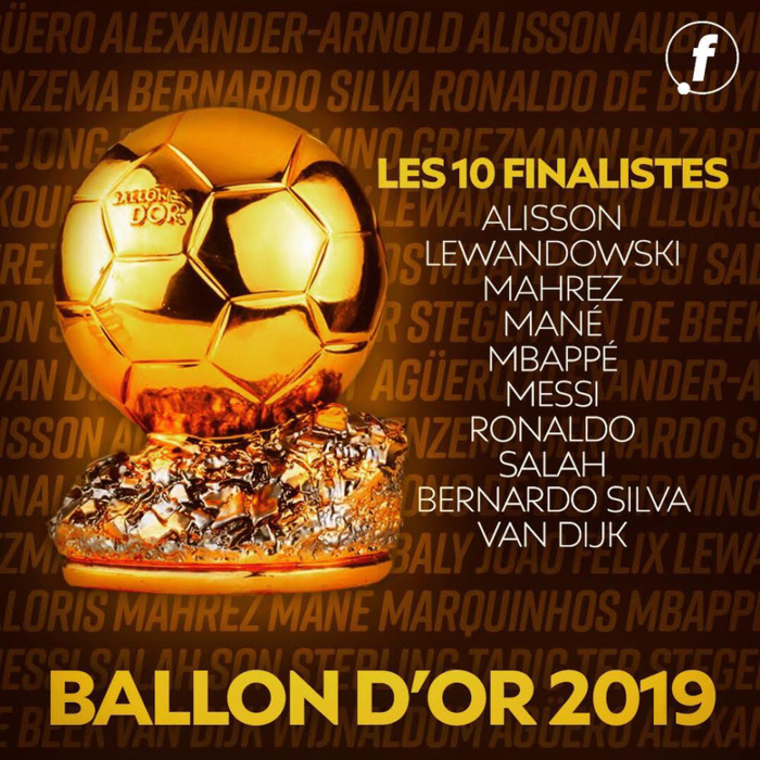 Cérémonie du Ballon d’Or 2019 : Le classement des 30 premiers connus.