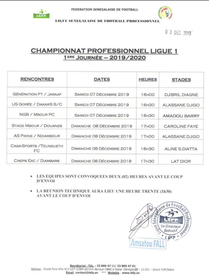 Démarrage ligue 1 / Programme complet : Le champion en titre Génération Foot recoit le Jaraaf,  choc entre le Casa et Teungueth FC, l’US Gorée accueille DSC…