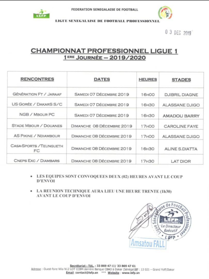 Démarrage ligue 1 / Programme complet : Le champion en titre Génération Foot recoit le Jaraaf, choc entre le Casa et Teungueth FC, l’US Gorée accueille DSC… Démarrage ligue 1 / Programme complet : Le champion en titre Génération Foot recoit le Jaraaf, choc entre le Casa et Teungueth FC, l’US Gorée accueille DSC…