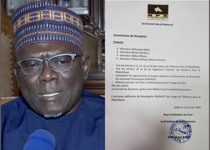 Urgent : Moustapha Diakhaté exclu de l’APR (DOCUMENT) Urgent : Moustapha Diakhaté exclu de l’APR (DOCUMENT)