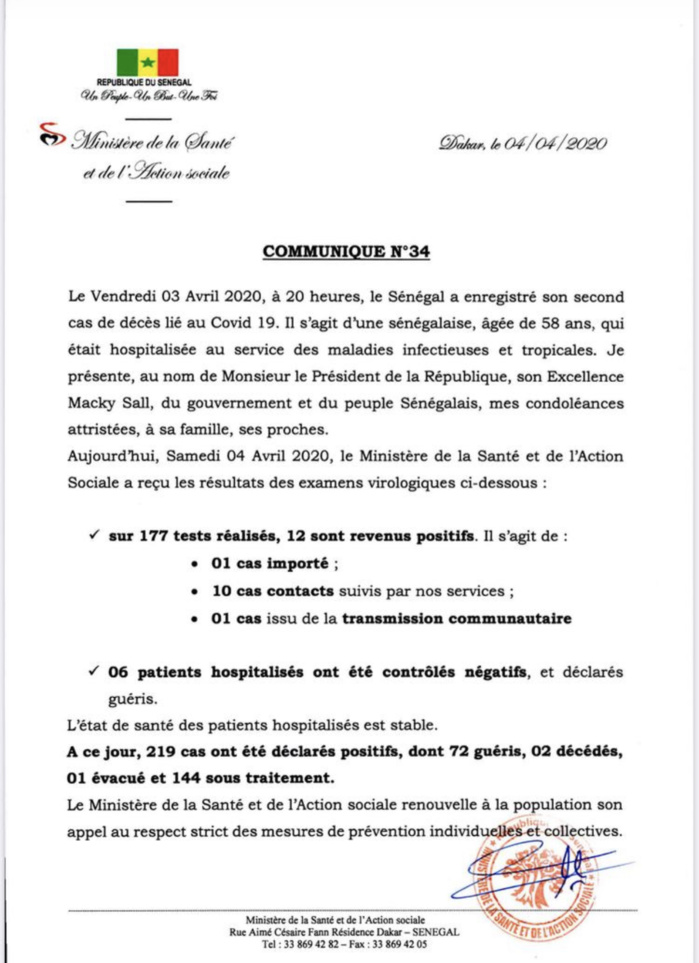 Institut Pasteur : 12 nouveaux cas testés positifs au coronavirus, 6 nouveaux guéris.