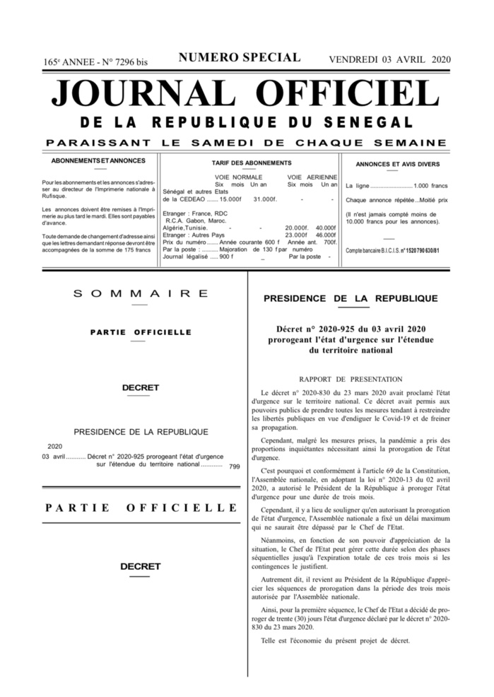 COVID-19 / État d’urgence et couvre-feu : Le décret présidentiel et les arrêtés ministériels prorogeant les durées. (DOCUMENTS)