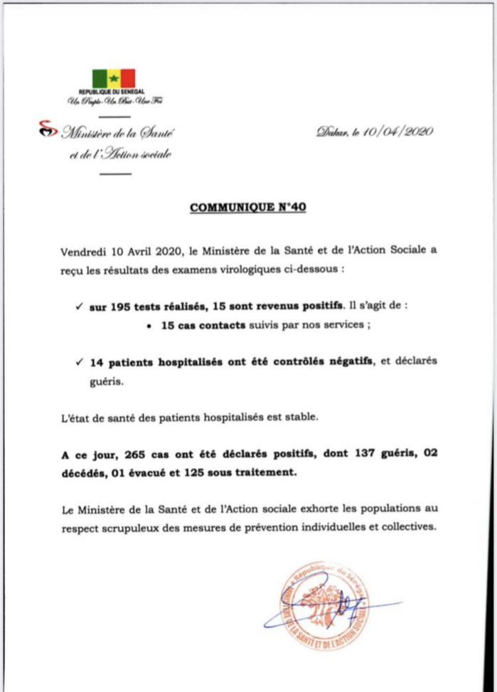 Institut Pasteur : 15 nouveaux cas testés positifs au coronavirus, 14 nouveaux guéris.