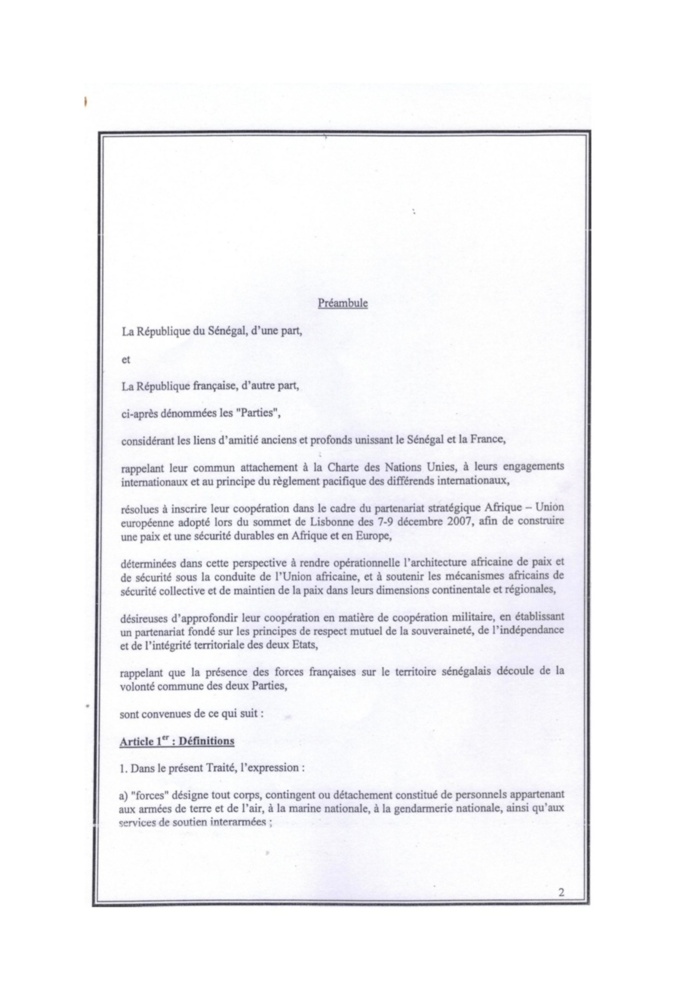 [DOCUMENT] Traité instituant un partenariat en matière de coopération militaire entre la République du Sénégal et la République française