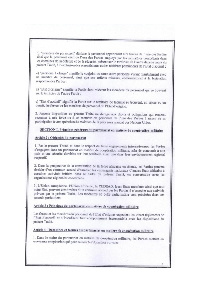 [DOCUMENT] Traité instituant un partenariat en matière de coopération militaire entre la République du Sénégal et la République française