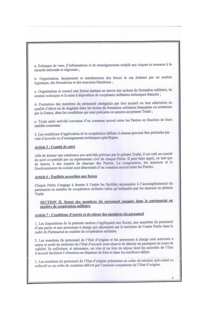 [DOCUMENT] Traité instituant un partenariat en matière de coopération militaire entre la République du Sénégal et la République française