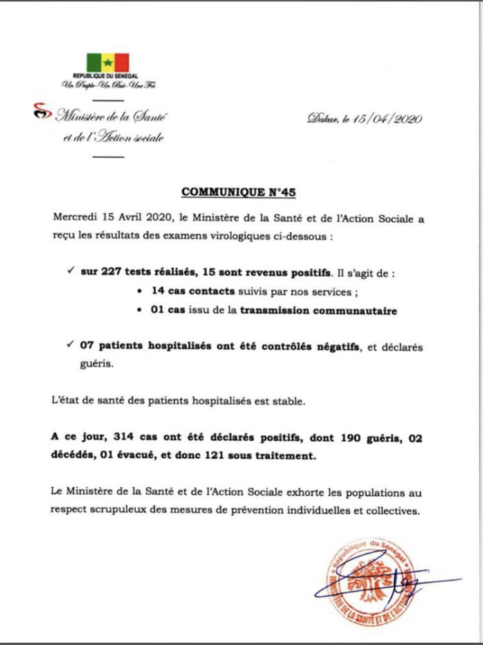 Institut Pasteur : 15 nouveaux cas testés positifs au coronavirus, 7 nouveaux guéris.