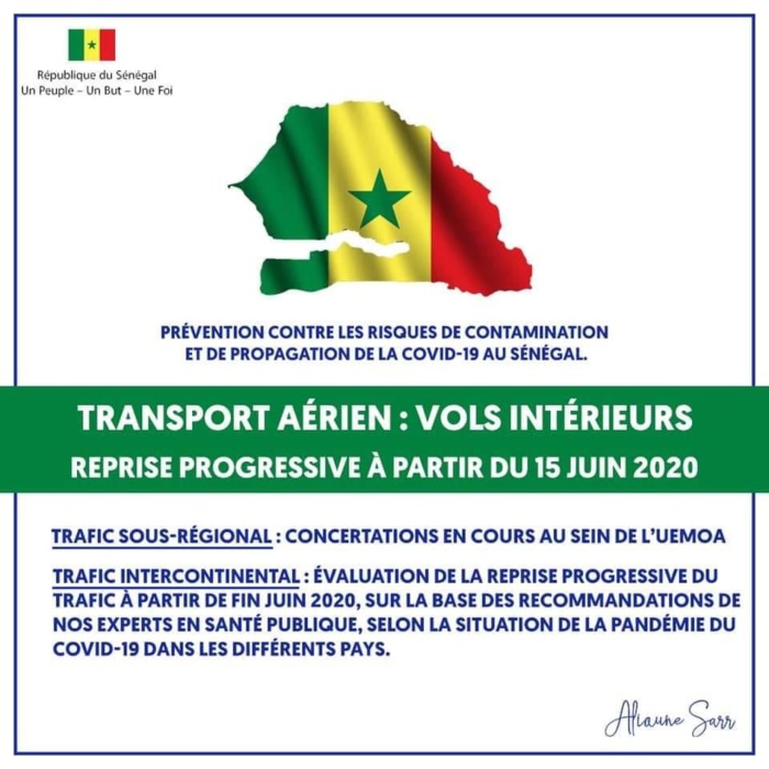 TRANSPORT AÉRIEN : Reprise progressive des vols intérieurs à partir du 15 juin 2020.
