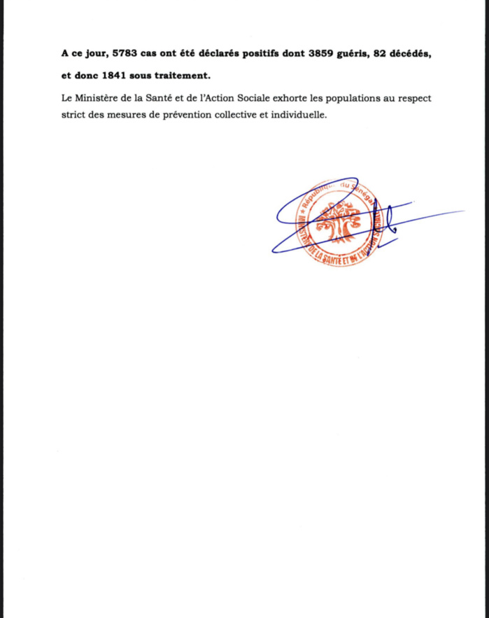 SÉNÉGAL : 144 nouveaux cas testés positifs au coronavirus, 71 nouveaux guéris, 3 nouveaux décès et 16 cas graves en réanimation. SÉNÉGAL : 144 nouveaux cas testés positifs au coronavirus, 71 nouveaux guéris, 3 nouveaux décès et 16 cas graves en réanimation.
