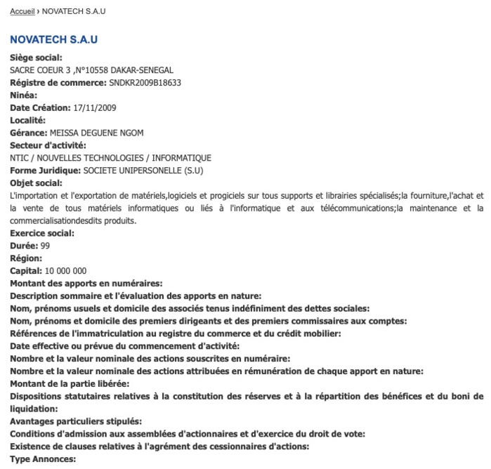 Sindia / Meïssa « copie » Babacar Ngom : l’histoire des 90 ha à « Nova Tech» informatique pour usage agricole… Sindia / Meïssa « copie » Babacar Ngom : l’histoire des 90 ha à « Nova Tech» informatique pour usage agricole…