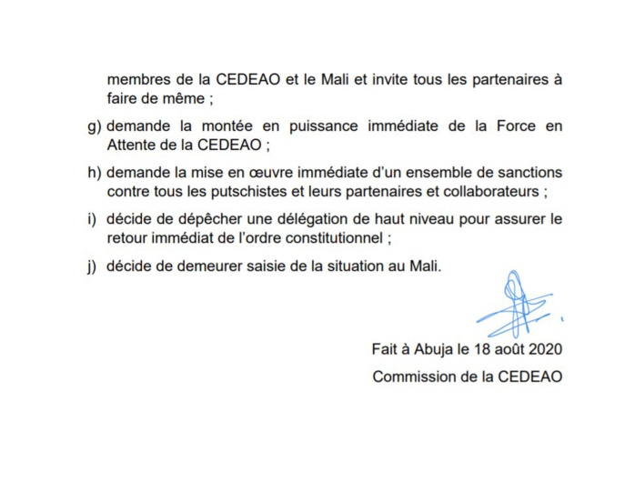 MALI : La CEDEAO condamne, sanctionne et menace... (DOCUMENT) MALI : La CEDEAO condamne, sanctionne et menace... (DOCUMENT)
