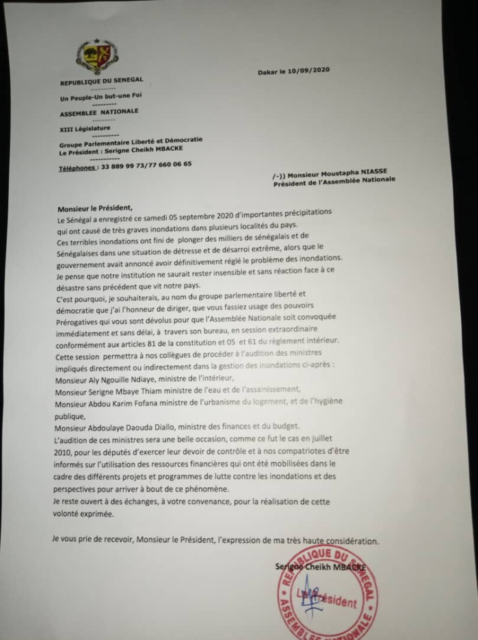 Gestion des inondations : Le groupe parlementaire liberté et démocratie veut la version des ministres impliqués. Gestion des inondations : Le groupe parlementaire liberté et démocratie veut la version des ministres impliqués.