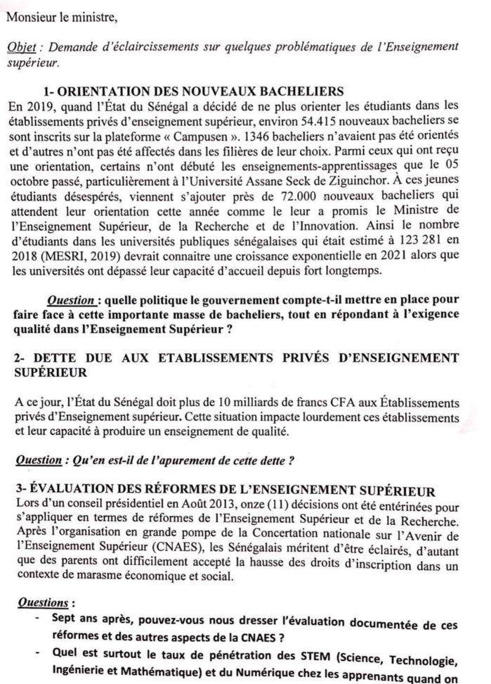 Vente de biens publics et gestion de l’Enseignement Supérieur : Ousmane Sonko écrit encore au Gouvernement. Vente de biens publics et gestion de l’Enseignement Supérieur : Ousmane Sonko écrit encore au Gouvernement.