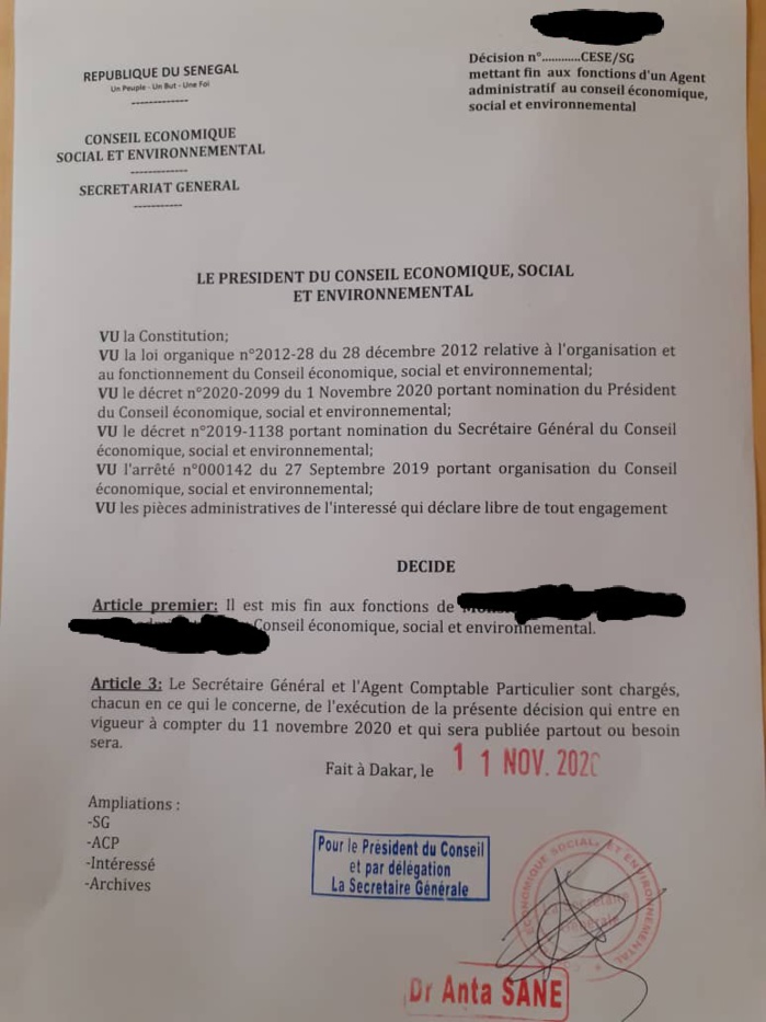 « Dé-Mimi-Nage » au CESE : Les 10 agents engagés par Aminata Touré interdits d’accès par la sécurité depuis ce vendredi.