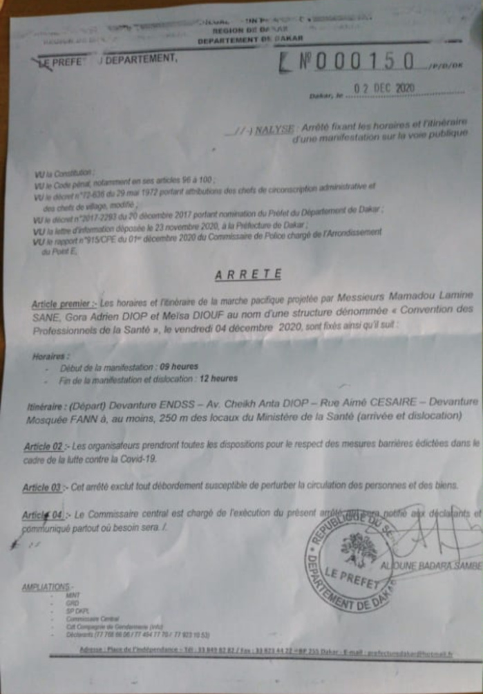 Marche interdite : La Convention des professionnels de la Santé interpelle Macky Sall sur un danger potentiel dans leur secteur.