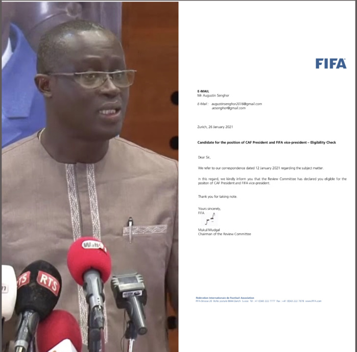 Présidence CAF : La candidature d'Augustin Senghor définitivement validée par la FIFA. Présidence CAF : La candidature d'Augustin Senghor définitivement validée par la FIFA.