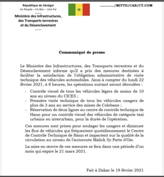 Transport : La tutelle annonce les nouvelles mesures sur le contrôle technique et les visites techniques de véhicule. Transport : La tutelle annonce les nouvelles mesures sur le contrôle technique et les visites techniques de véhicule.