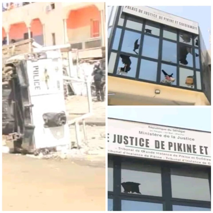 Manifestations dans la banlieue : Le tribunal Pikine-Guediawaye saccagé, un véhicule de police renversé...
