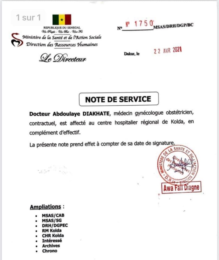 Hôpital régional de Kolda : Le ministère de la Santé envoie un gynécologue. Hôpital régional de Kolda : Le ministère de la Santé envoie un gynécologue.